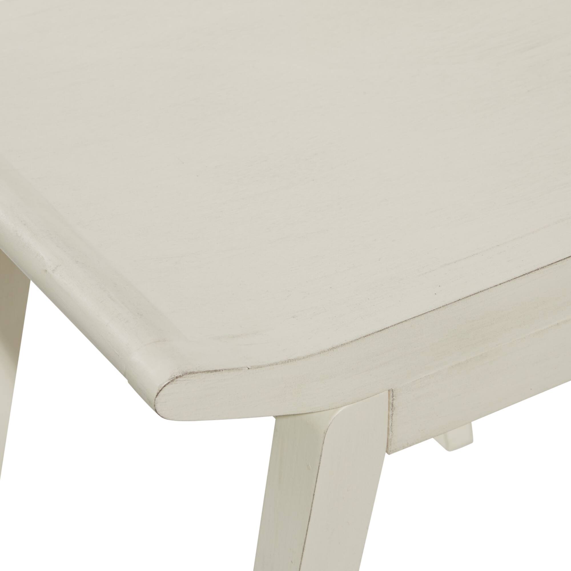17" White Wood Traditional Stool